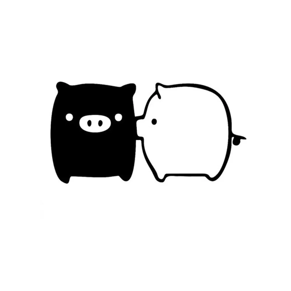 Автомобильная наклейка в виде милой свиньи мультяшная черная белая для