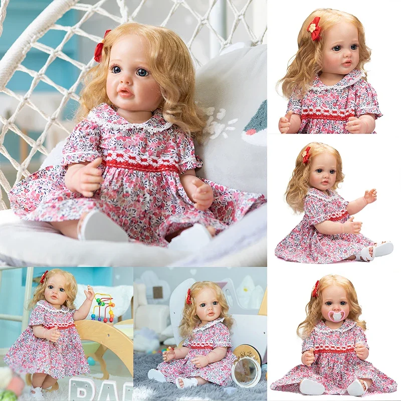 Кукла реборн 55 см мягкая силиконовая виниловая кукла для всего тела маленьких