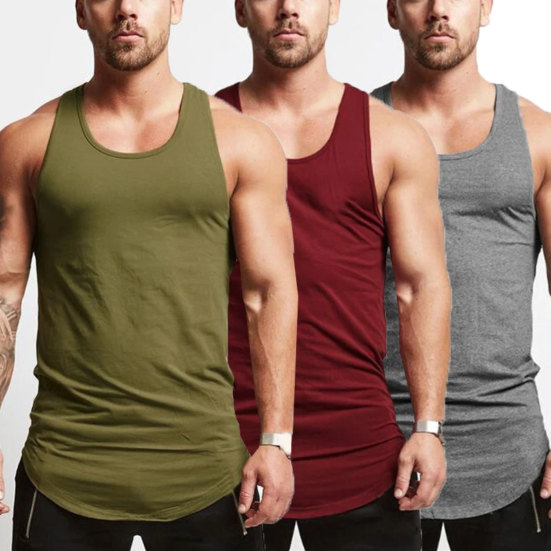 

Summer Training Gym Men Vest Tees Tunic Tank Tops T-Shirt Muscle Workout Bodybuilding Singlet Men's Fitness Vest Sport Solid