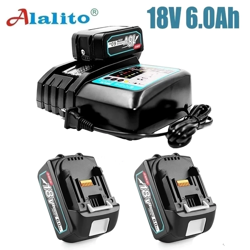 

Аккумуляторная батарея BL1860B 18 в 6000 мАч, резервная батарея для аккумуляторной дрели Makita 18VBL1860 BL1840 BL1850 с зарядным устройством DC18RF 3A