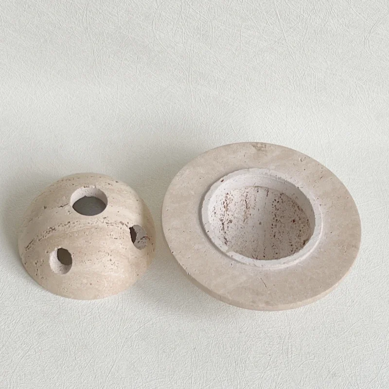 Ваби-саби желтый травертин декоративный камень 3 отверстия натуральный мрамор