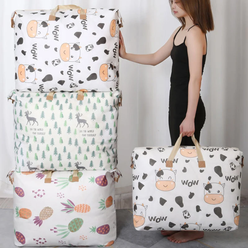 

Waterproof Foldable Storage Bag Clothes Blanket Quilt Closet Organizer Box Pouches Clothes Cabinet Organizer Bags Large Capacity
