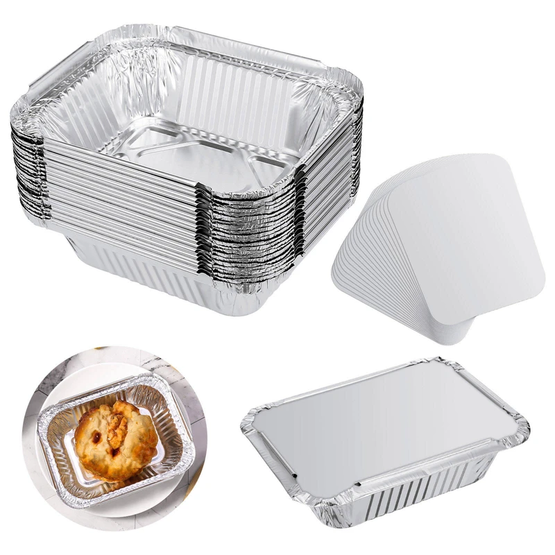 

Aluminum Takeaway Tray With 40pcs Foil Pan Packaging Aluminum Storage Disposable For Cooking Containers Lids Container Food Food