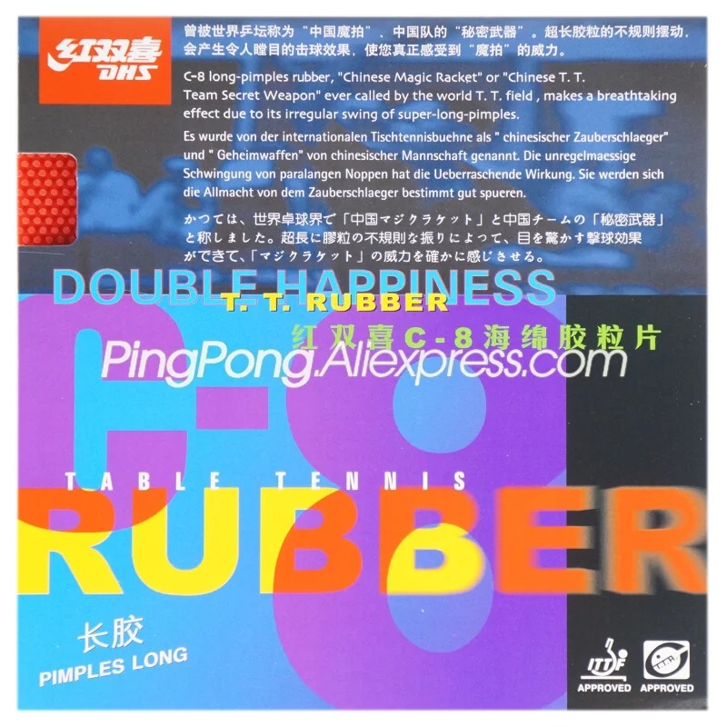 

DHS C8 / C-8 Pips-резиновая длинная губка для настольного тенниса DHS, оригинальная губка для пинг-понга