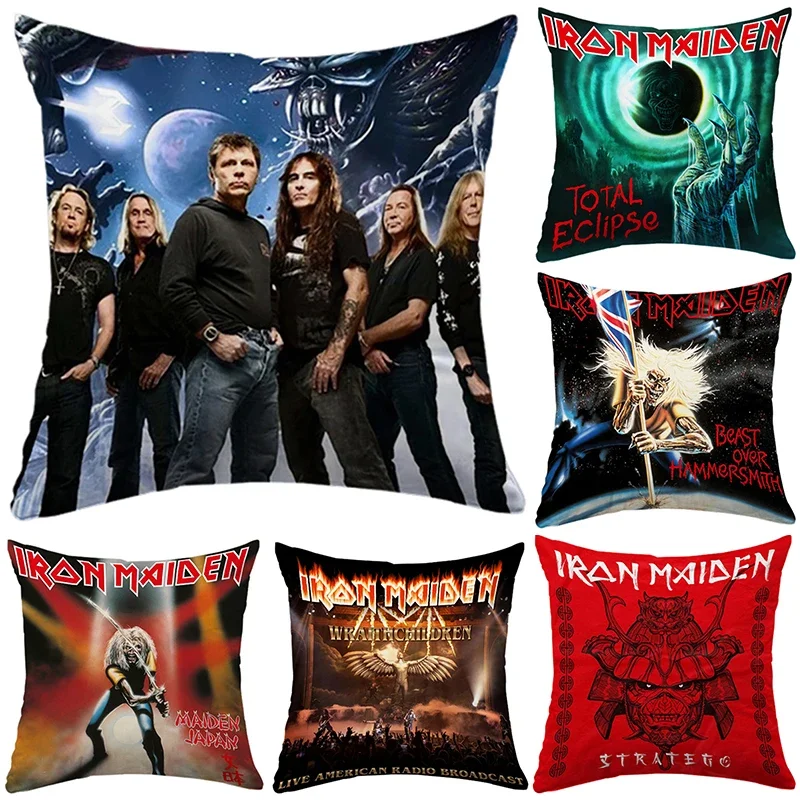 

Pillowcase Heavy Metal Band Square Cushion Cover Luxury Pillow Cover Pillow Case Sofa Car Bed Room Decor Short Plush Dakimakura