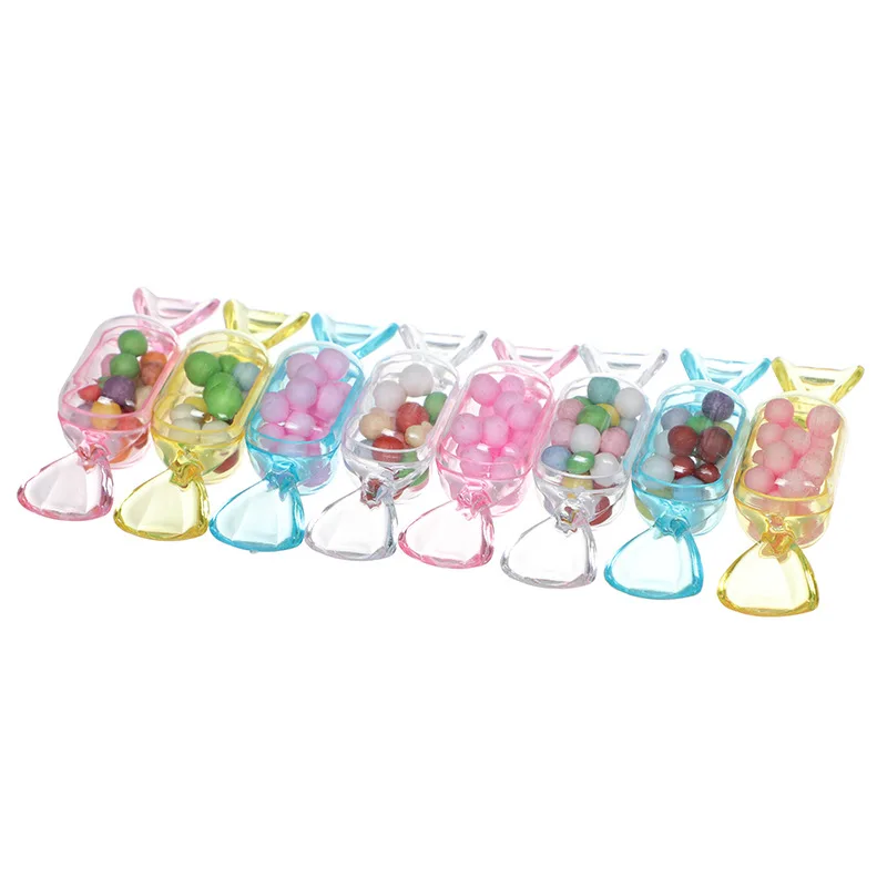 

10Pcs Colorful Candy Bar Packaging Box Material Acrylic Candy Shaped Mini Dragees Box for Baby Shower Wedding Party Decoration