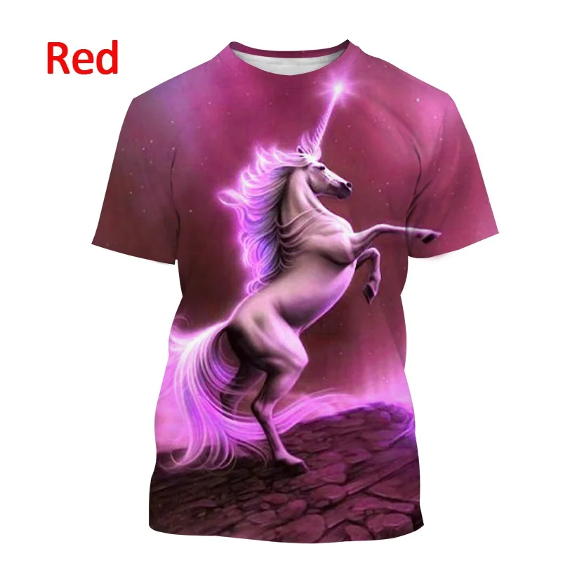 Футболка с 3D принтом новинка Радужный Единорог для мужчин и женщин коротким