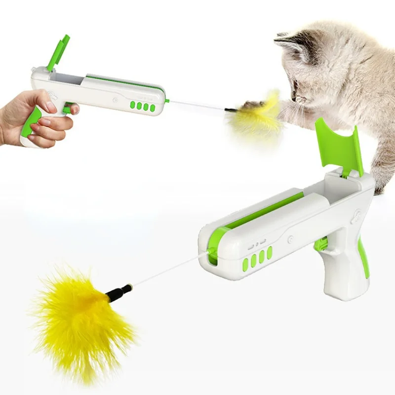 

Funny Interactive Cat Toy With Feather&Ball Original Cat Stick Gun for Kittens Puppies Small Dogs Pet Products for Dropshipping