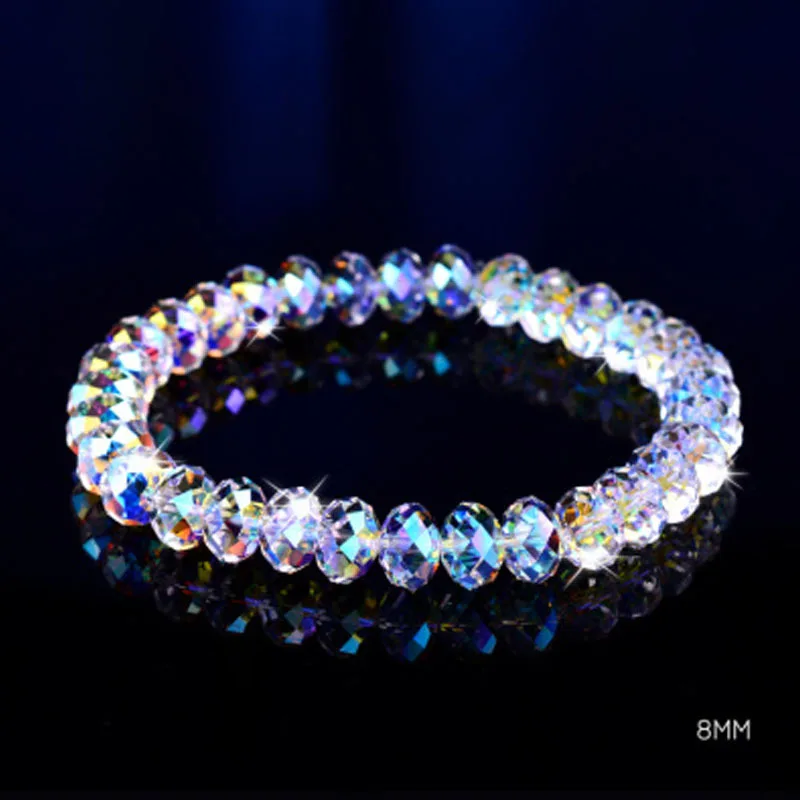 Женский браслет из натурального камня розовый с цветным кристаллом кошачий глаз