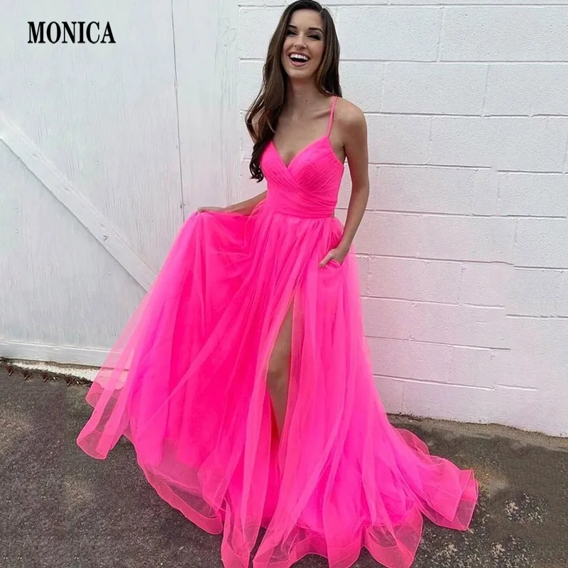 Купи 2022 New Custom Color Rose Red Black Navy Blue Evening Dress Deep V Neck A-Line Sleeveless Tulle Long Party Dress Robe Party за 4,428 рублей в магазине AliExpress