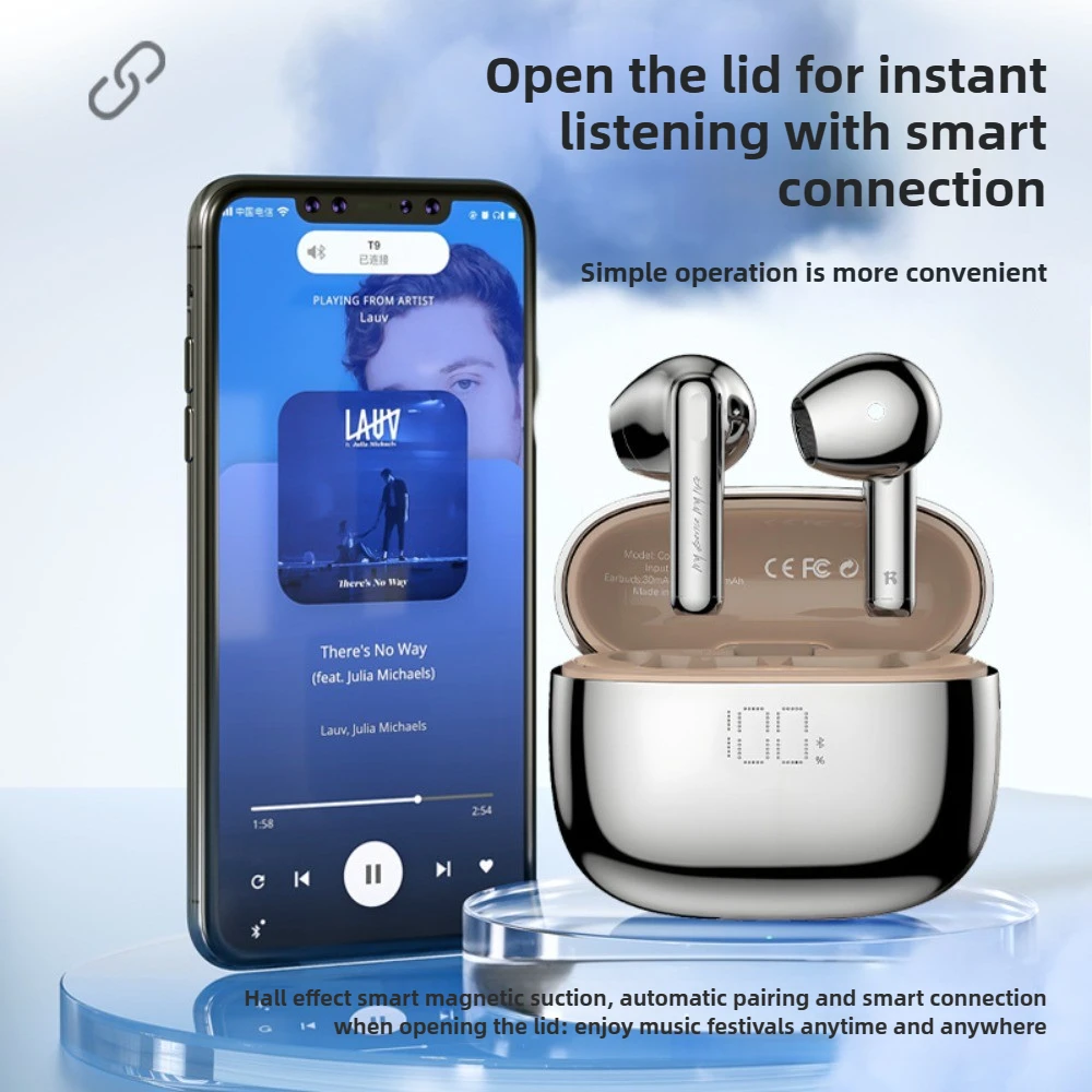 Фото Bluetooth-гарнитура OKOP, гарнитура с музыкальным цифровым дисплеем, гарнитура для вызова Bluetooth 5.3, удобная гарнитура с искусственным интеллектом и шумоподавлением №3