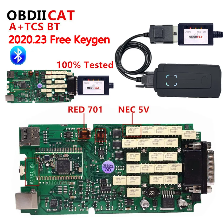 A + одна плата TCS Bluetooth NEC Реле V2021.11 OBD2 сканер TCS Pro VCI Real 9241 V3.0 для автомобиля/грузовика диагностический инструмент