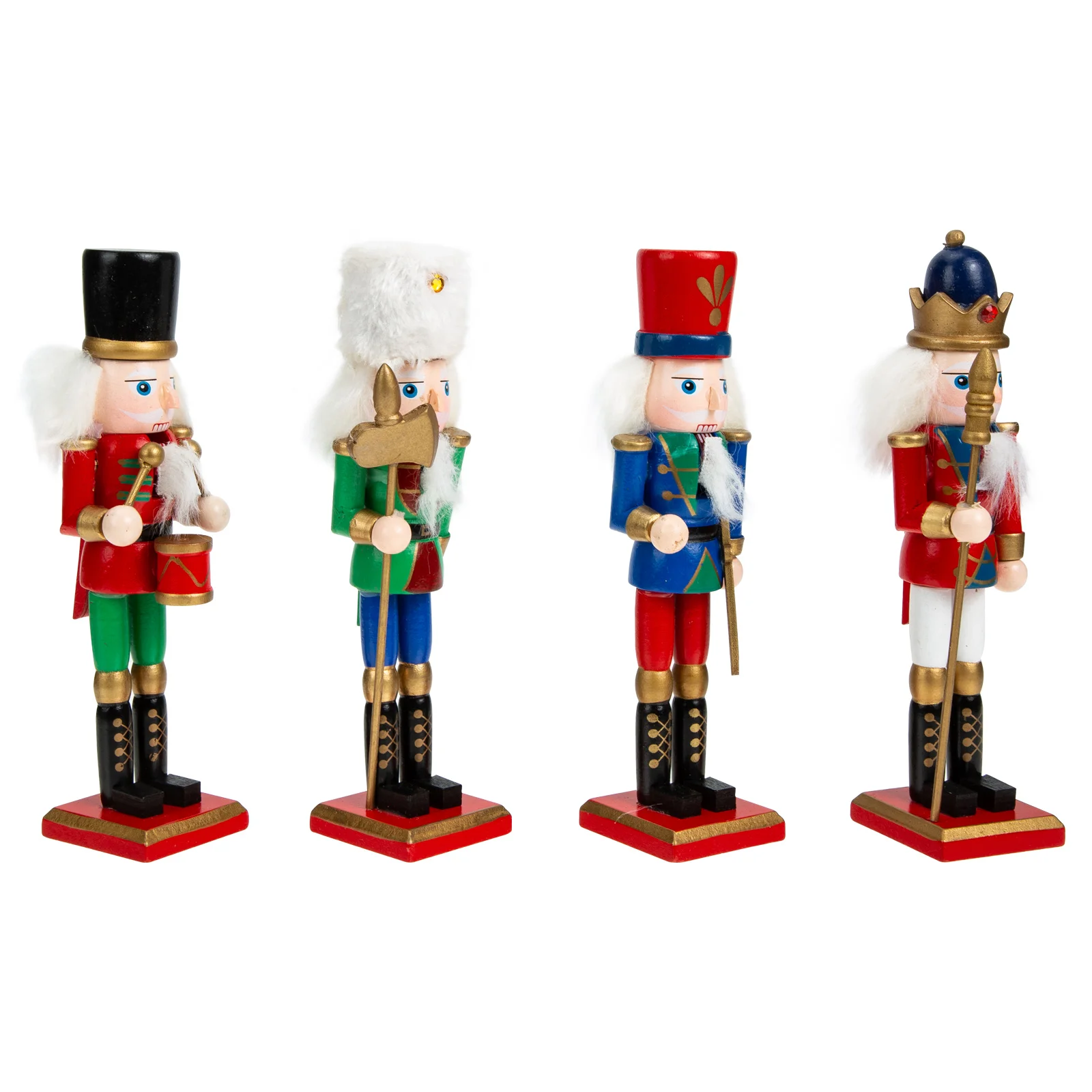 

4pcs Xmas Nutcrackers Xmas Decorations Wood Nutcracker Xmas Desktop Ornaments