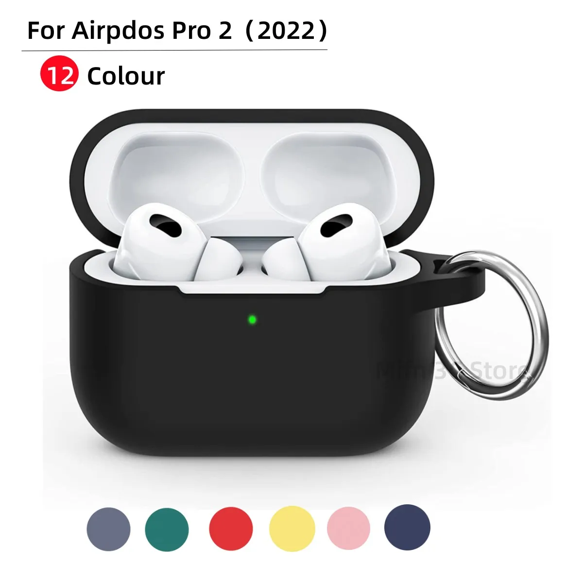 

for airpods pro 2 case silicone soft case cover with key ring[Front LED Visible] for woman man case for airpods pro 2 2022 case