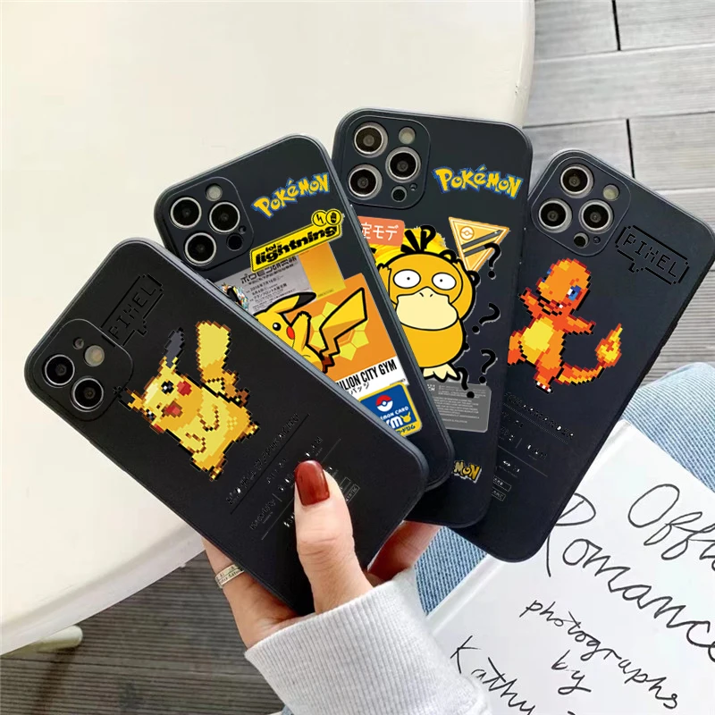 

Pokémon Anime Elf Phone Case For Funda iPhone 11 12 13 Pro Max Mini X XR XS SE 2020 5 6 7 8 Plus Etui Black Silicone Cover