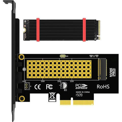 Адаптер JEYI M.2 PCIe-NVMe с алюминиевым радиатором, 64 Гбит/с, PCIe4.0 X4 Gen4 NVMe M.2, Расширительная карта, 2230/2242/2260/2280 M-key