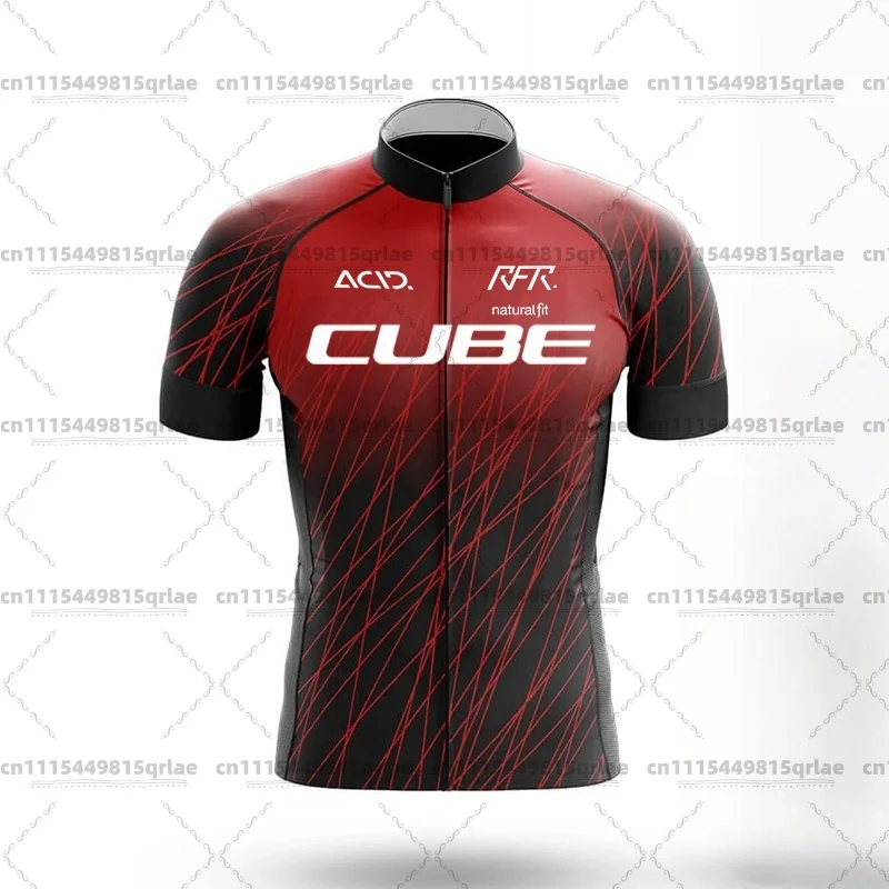 Фото Веломайка мужская летняя 2026 Cube TeamLine с коротким рукавом и гелевыми вставками, легкие дышащие велошорты на лямках - Легкий дышащий велосипедный топ №2
