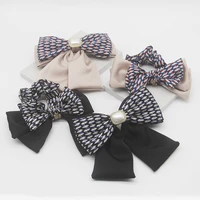 luxury printed bow hair ring large circle double satin bow hairpin spring clip korean hair accessories