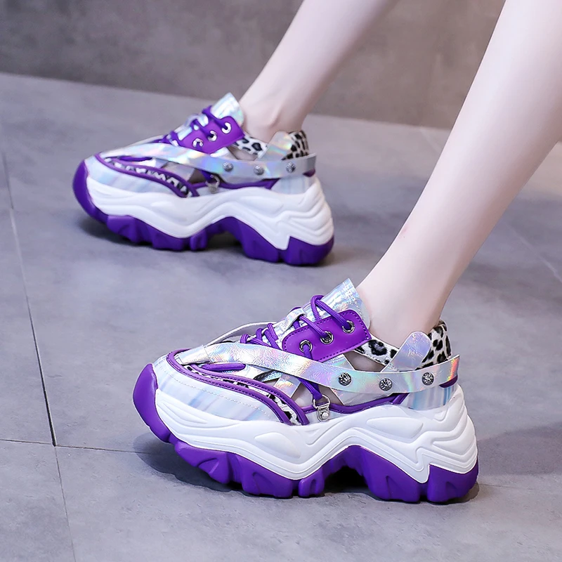 

Women Chunky Sneakers High Platform Breathable Mesh Shoes 2022 Ladies Wedges Casual Shoes for Woman Leather Sports Dad Shoes 7CM