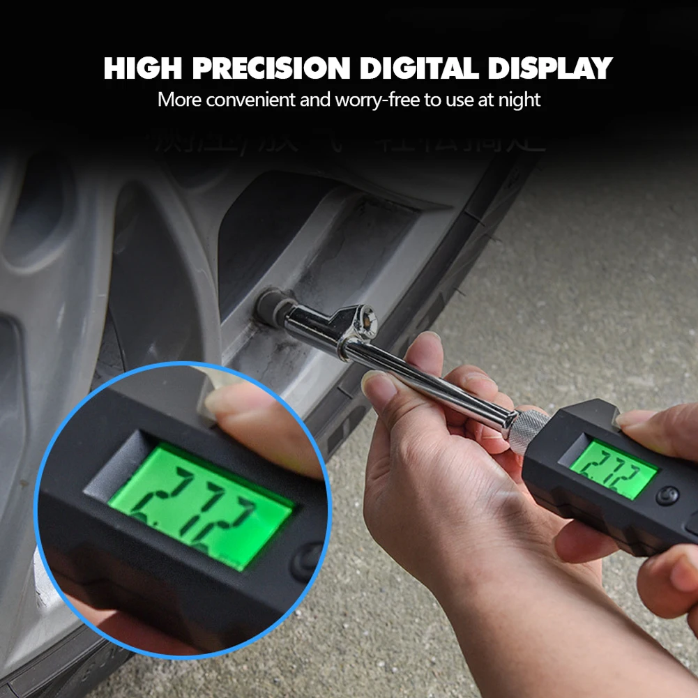 

Цифровой манометр для шин, профессиональный измеритель давления в шинах с двойной головкой, 200PSI, для тяжелых условий эксплуатации, с ЖК-дисп...