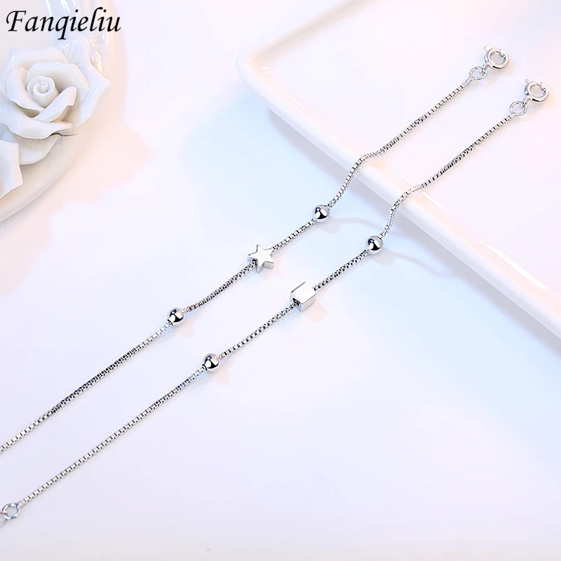 

Fanqieliu S925 Stamp High Quality Chain Bracelets For Women Trendy Square Star Charming Bangles Girl Jewelry Gift New FQL20317