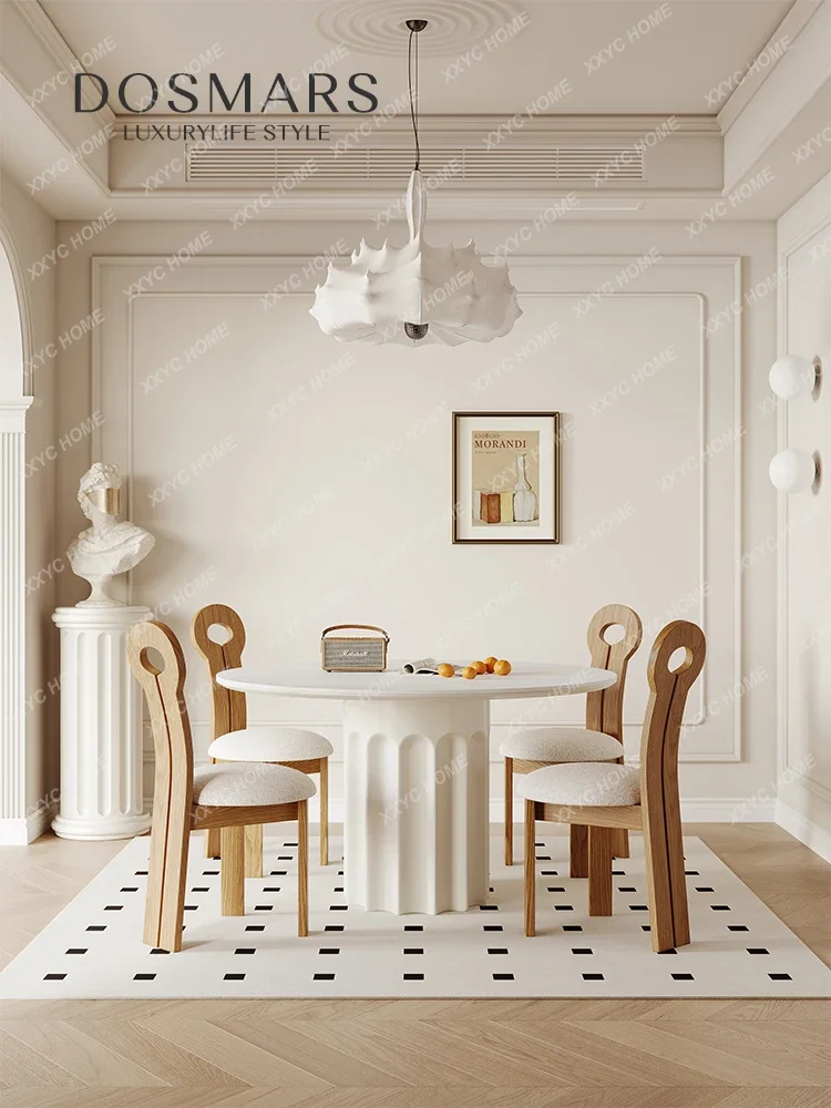 Дашима французский кремовый стиль каменная тарелка обеденный стол набор