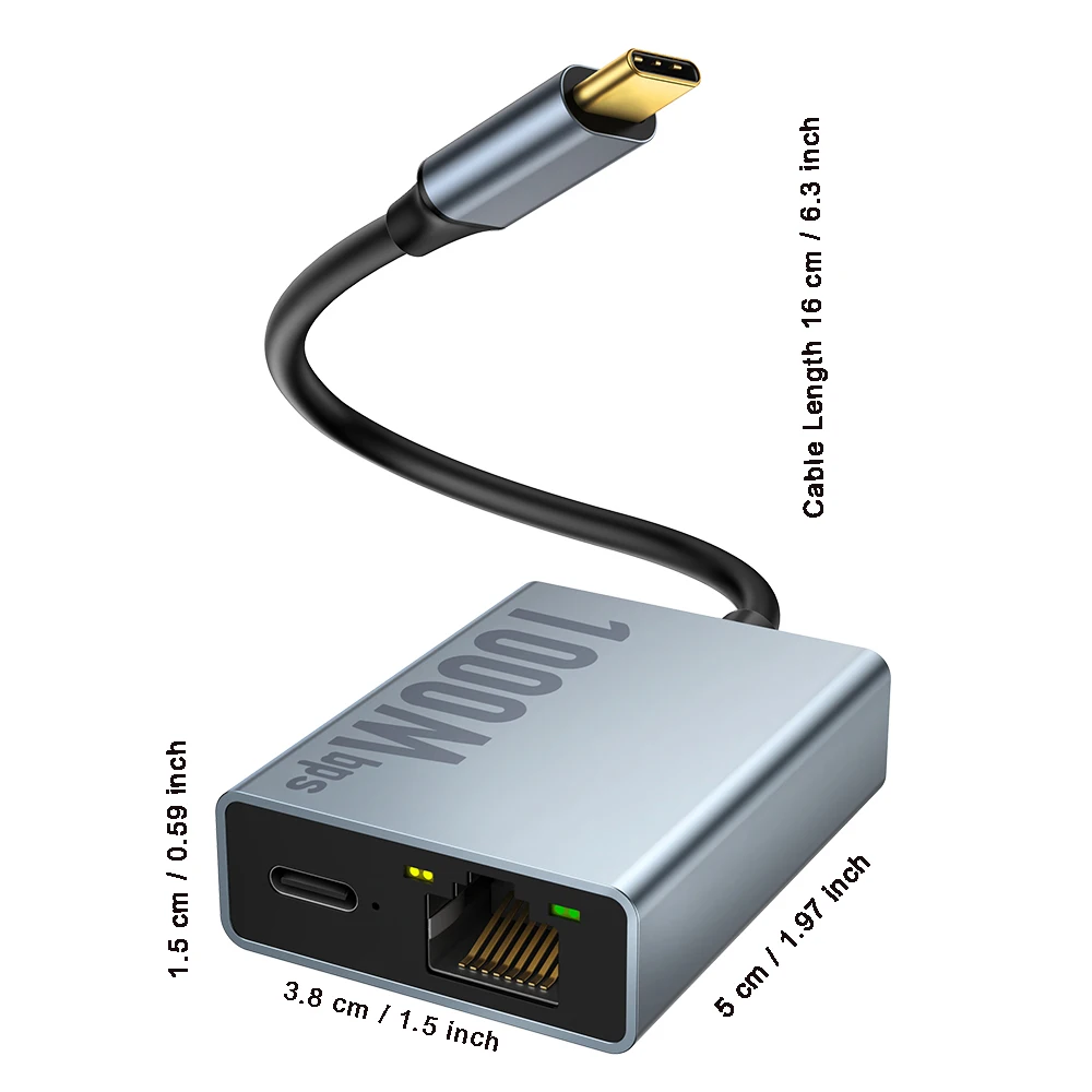 Goelely RJ45 1000 Мбитс внешняя сетевая карта Ethernet-адаптер для 4K Chromecast Google TV Stick светодиодный дисплей Type-C Plug & Play (art.: 3920c8f690338) - 3920c8f690338