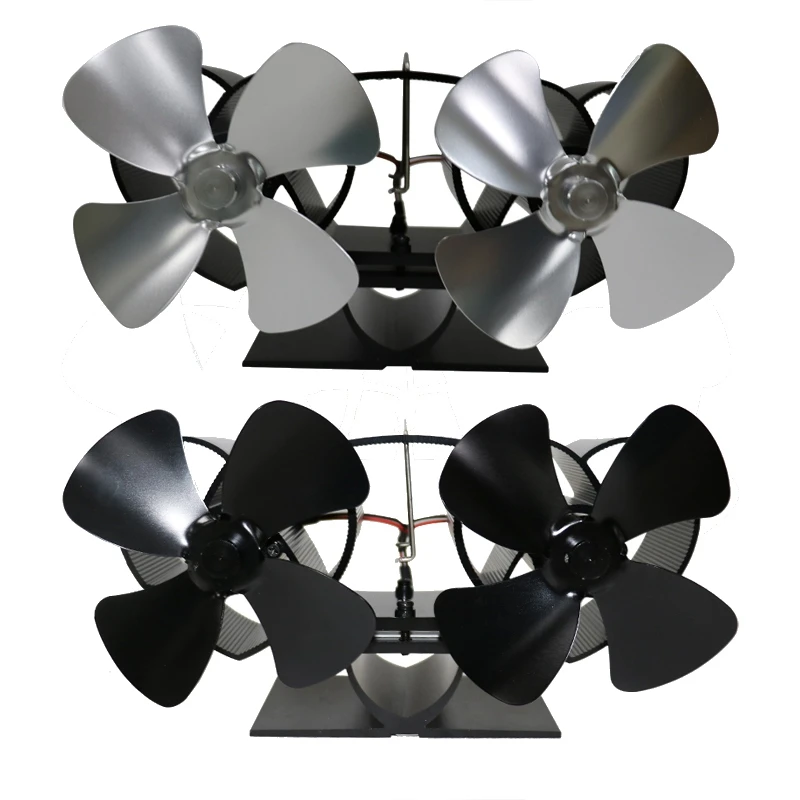 

8 Blades Heat Powered Stove Fan, Double Motor Fireplace Fan For Wood Log Burner Slient Eco-Frienly Aluminium