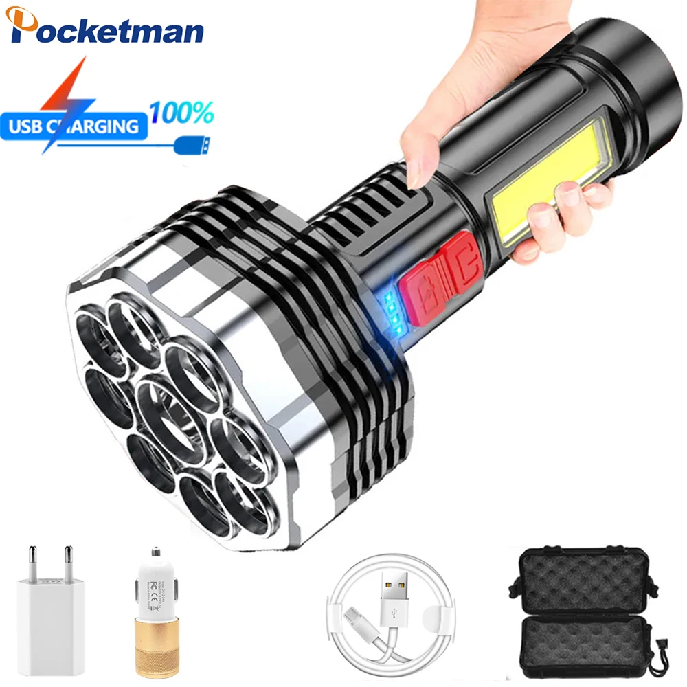 

Мощный 9LED + COB бокосветильник фонарь, фонарик 500 м, фонарь, USB Перезаряжаемый фонарь для кемпинга, походов
