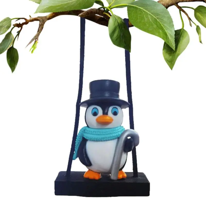 

Swinging Penguin Car Resin Cute Penguin Car Rear View Mirror Pendant Funny Penguin Swing Ornament For Car Interior Decoration