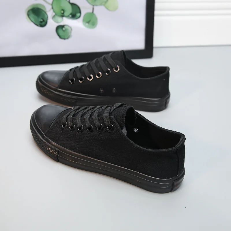 Sneakers Women Black Canvas Shoes Men and Women Shoes Flat Bottom Comfortable Couple Casual Women's Shoes A variety of options