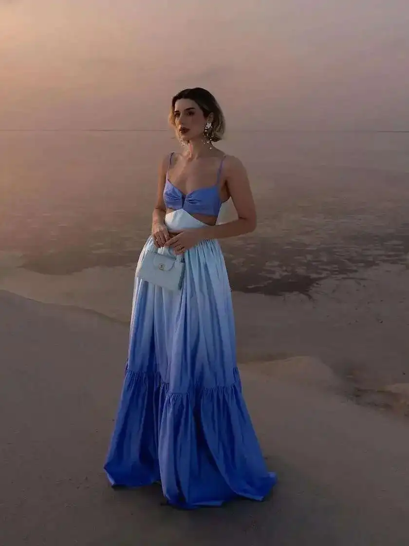 Женское миди с открытой спиной BabYoung элегантное платье макси без рукавов