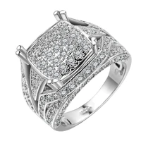 misananryne vintage crystal stone ring set luxury big silver color wedding rings for women vintage bridal square engagement ring