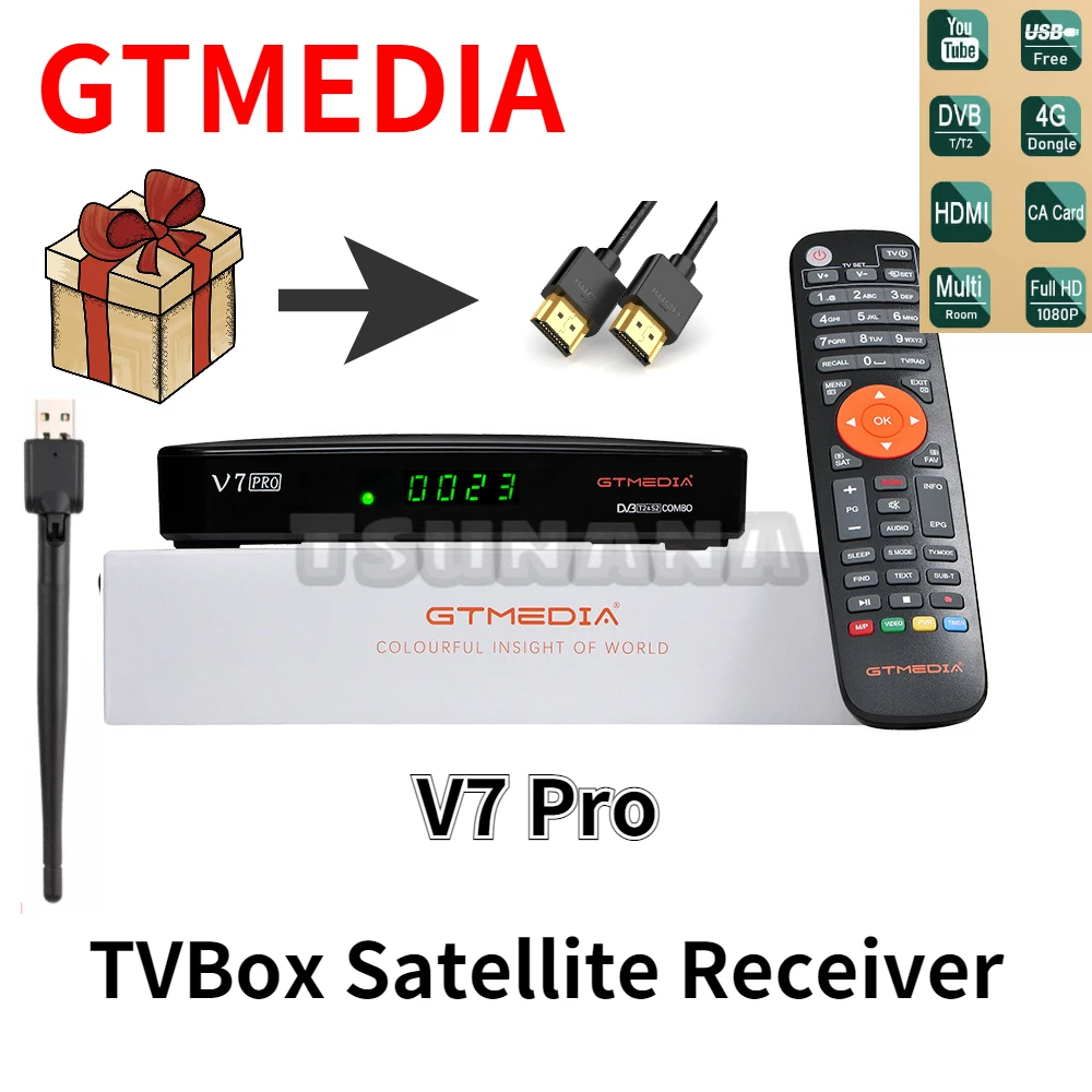 GTMEDIA V7 Pro TV Box Satellite Receiver Combo DVB-S2 DVB-T2 Decoder CA Card 10Bit Support Europe T2MI PK Freesat Plus | Электроника