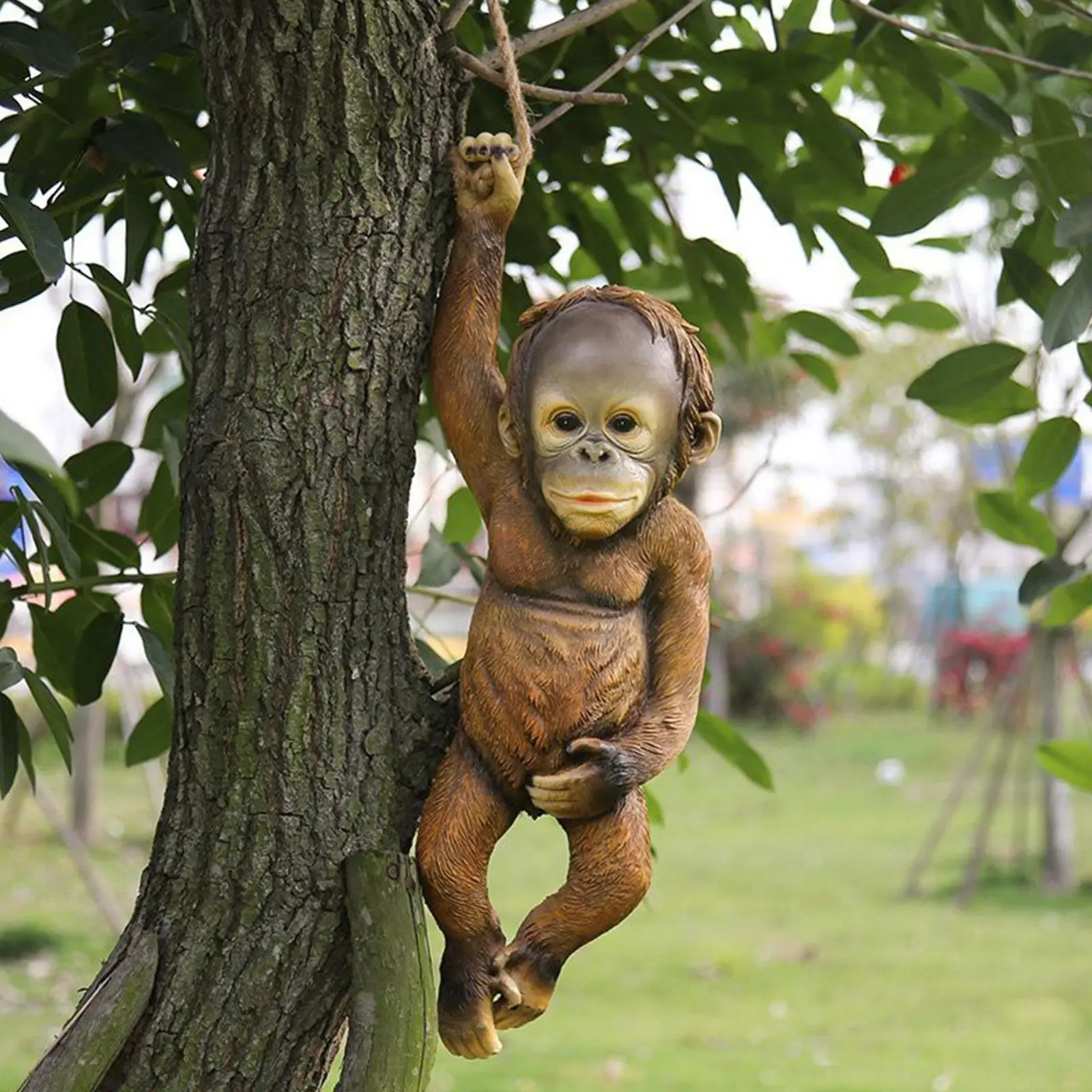 

Outdoor Garden Decoration Monkey Tree Rope Hanging Statue Simulation Sculpture Creative Resin Monkey Little Animal Pastoral K3I4