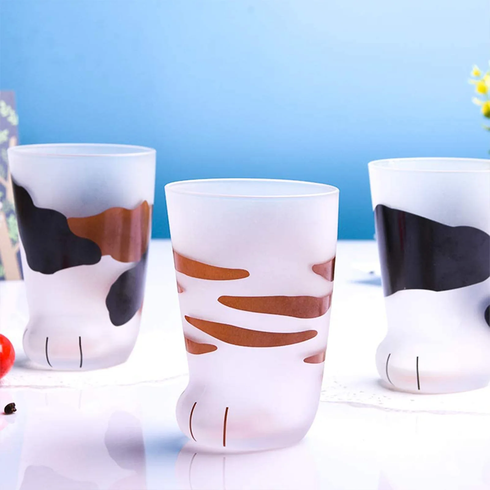 

Creative Cute Cat Paws Glass Tiger Paws Frosted Mug Tumbler Personality Breakfast Milk Porcelain Cup Office Coffee Mug Gifts