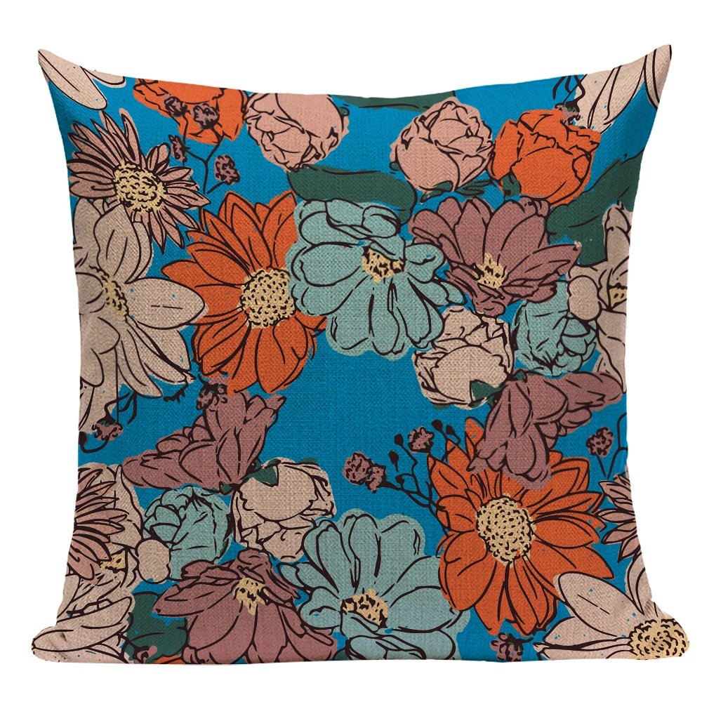

Cushion Cover Retro Flower Nordic Pillowcases Upholstery Cute Decorative Pillows Creative Home Decor 45x45cm Sofa Artistic E2199