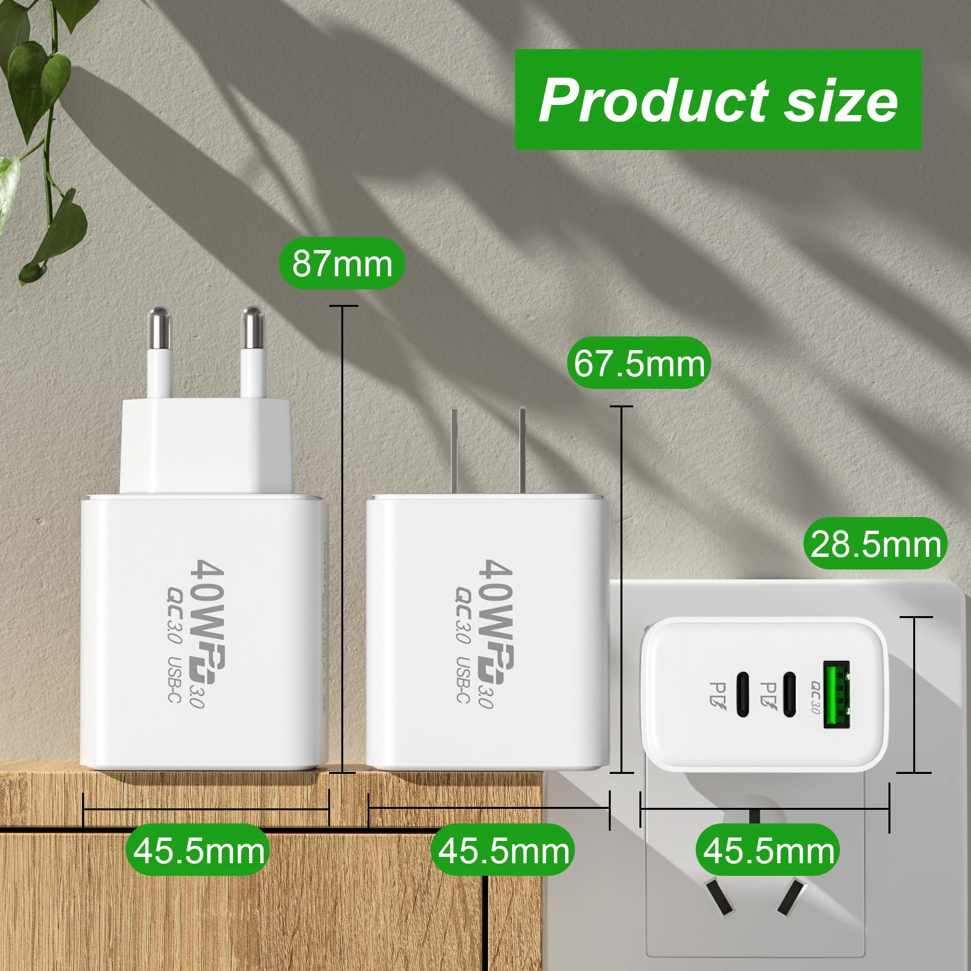 PD 40W Phone Charger Portable Charger For Cell Phone USB Charger Quick Charging For IPhone 13 14Pro Xiaomi 13 High Speed charger