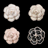 new arrival pearl camellia flower brooches for women enamel pin elegant lapel pins badge corsage fashion jewelry accessories