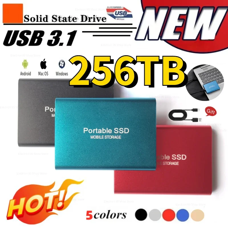 

2023 New High-speed External Hard Drive 500GB 1TB 2TB 4TB 8TB USB3.1 SSD 2.5 Inch Portable SSD 16TB Hard Disk for Laptop PS4