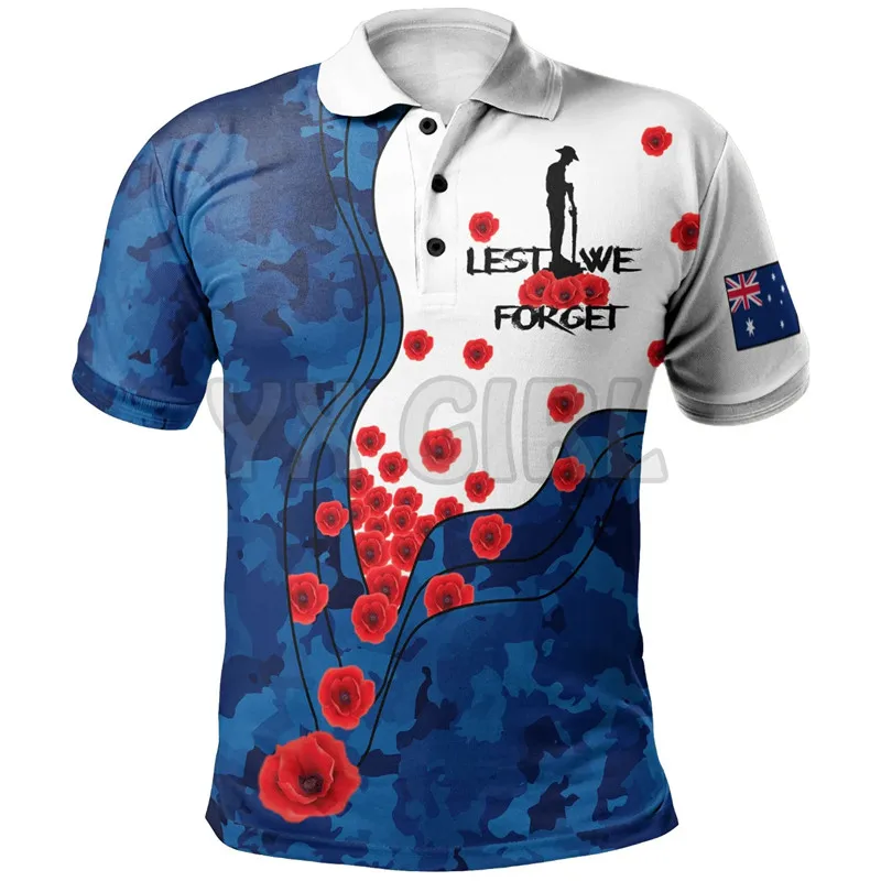 

2022 Summer shirts women for men Anzac Lest We Forget Australian Flag 3D printed Short sleeve t shirts Tops camisas