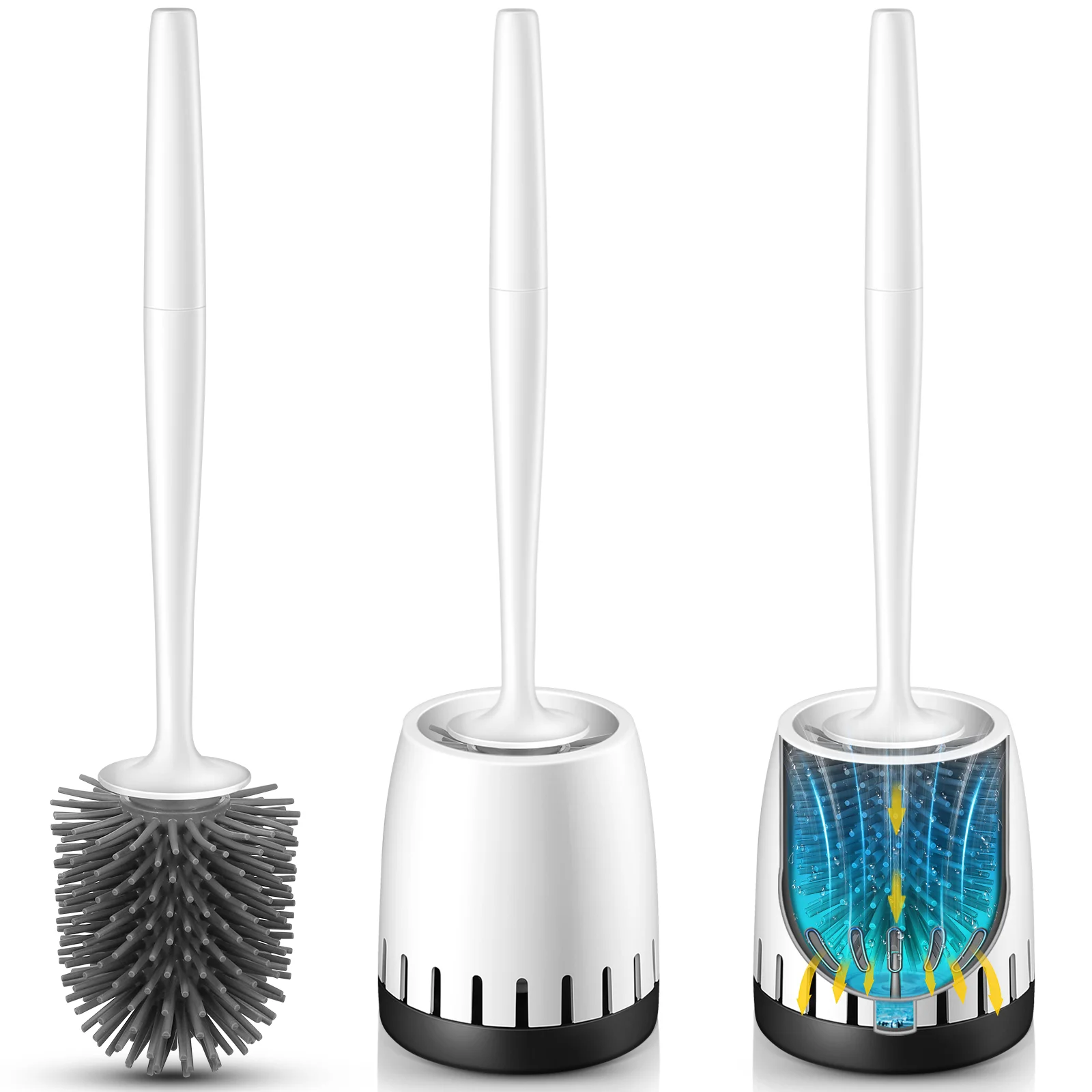 

HOMEMAXS 2pcs Toilet Brush with Holder Breathable Toilet Brush and Holder Handle Toilet Bristles Cleaner with