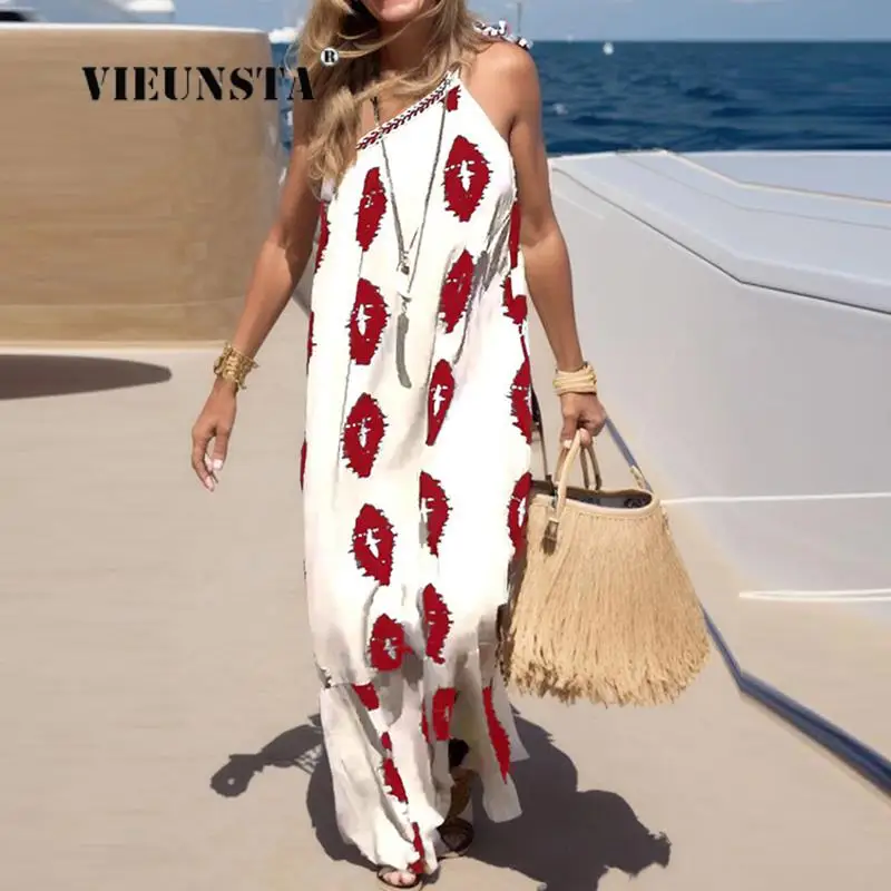 

Женское платье с открытой спиной, свободное пляжное платье с винтажным принтом, модные летние платья в стиле бохо с оборками