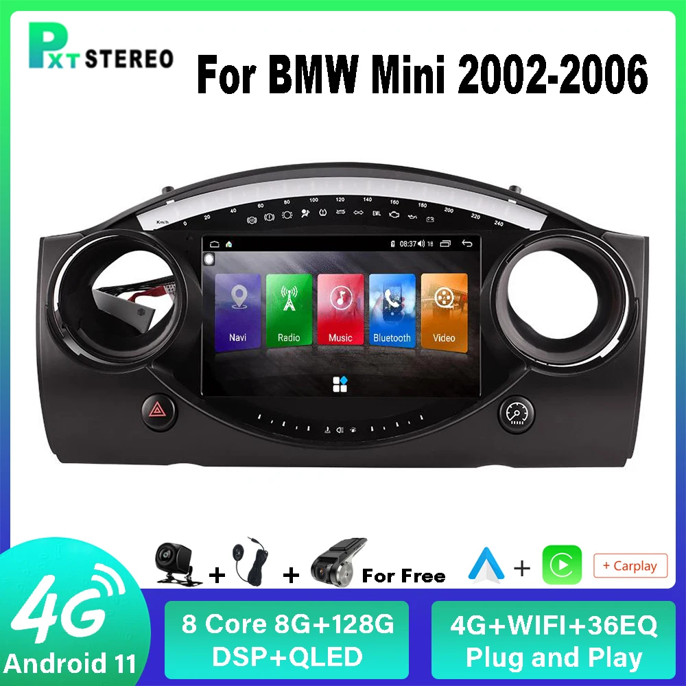 

Мультимедийный проигрыватель на Android для BMW Mini 2002-2006 Carplay Auto 8G + 128G 4G WIFI DSP