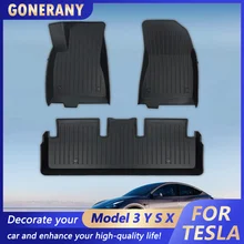 For Tesla Model Y Floor Mats 2019-2023 5-Seater Accessories Custom Fit All Weather Mats Waterproof Anti-Slip Mats (3PCS) TPE