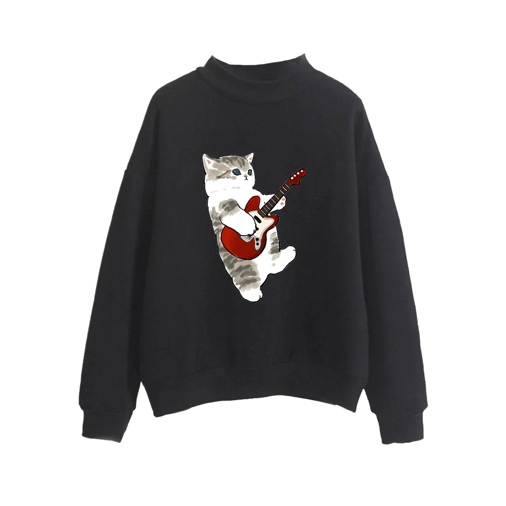 

mafu sand cat 2D Print Women Men High collar sweatshirt Casual Turtlenecks Clothes 0X