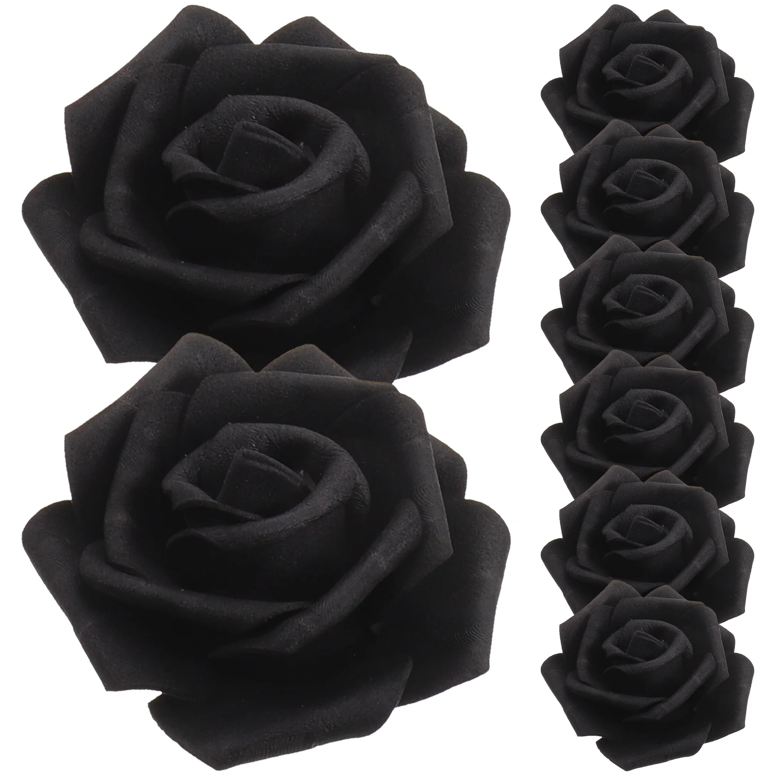 

100 Pcs Artificial Rose Faux Flower Crafts Fake Head Decor Decorate Black Roses