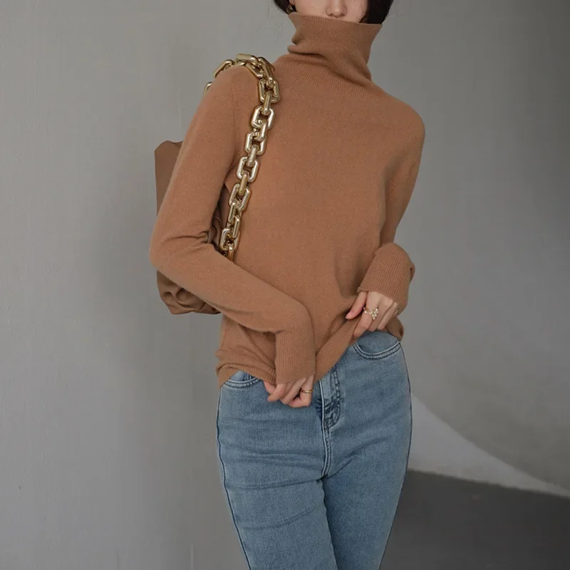 Модный внутренний свитер поло/черепашкового воротника женский осенне-зимний