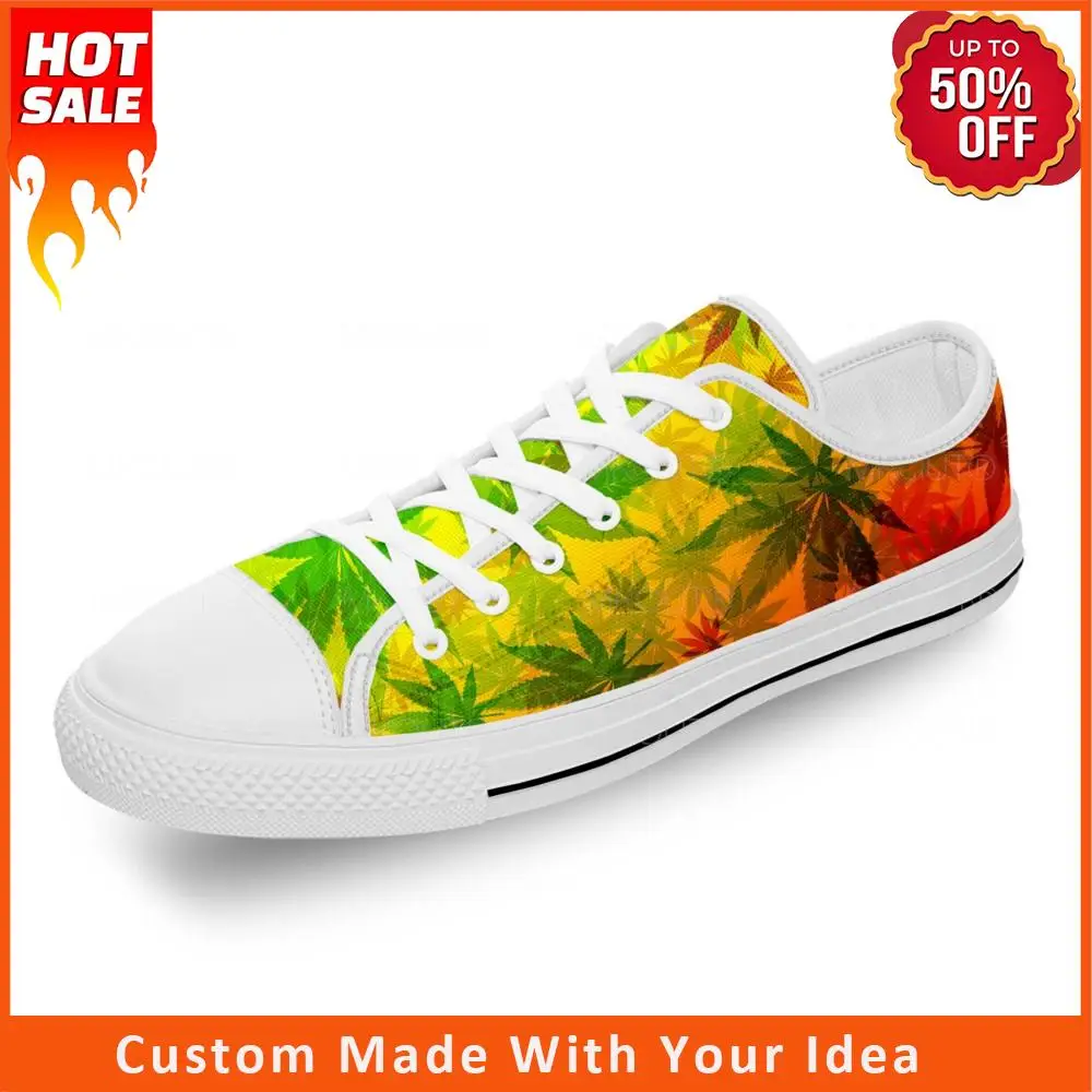 

Кроссовки Reggae Rasta с рисунком листьев, модные холщовые кроссовки с 3D принтом, легкие дышащие кроссовки для мужчин и женщин