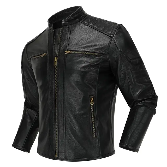 2023 New Pilot Jacket Men's 100% Top Layer Cowhide Genuine Leather Jacket Short Motorcycle Suit Riding Coat Sashion 1